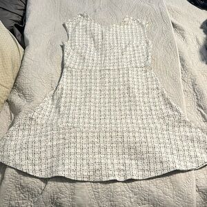 White with black stitching loft dress